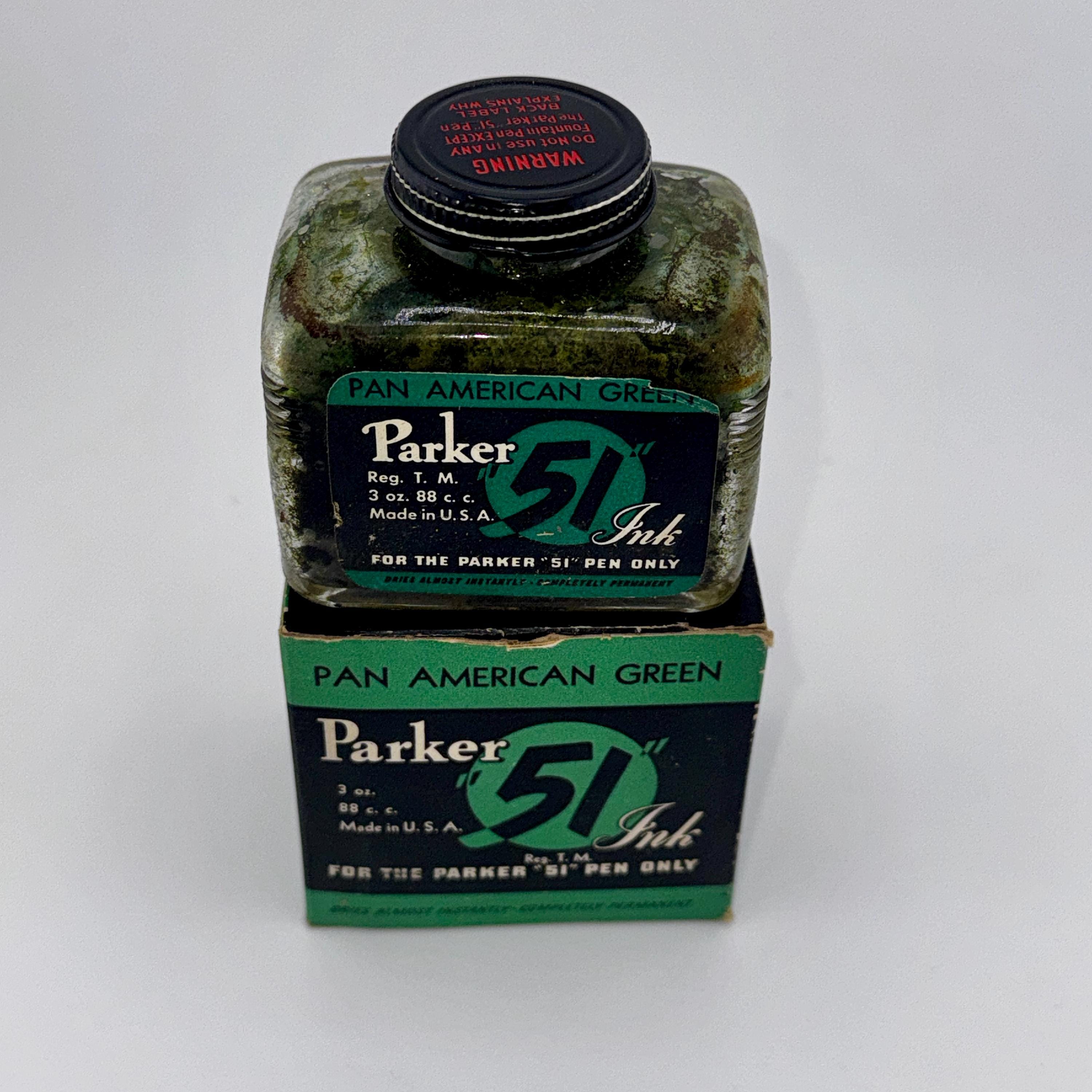 Vintage Parker 51 Ink Bottle – Pan American Green, 1940s Display