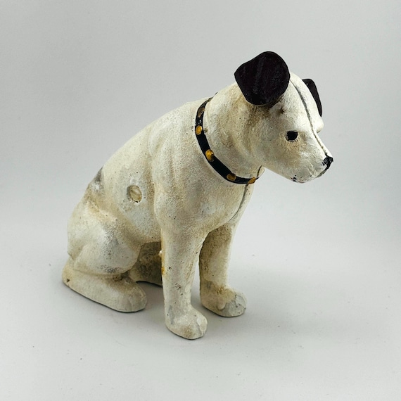 Antique Cast Iron “Nipper” Dog Bank – Early 1900s RCA Victor Terrier Advertising Still Bank