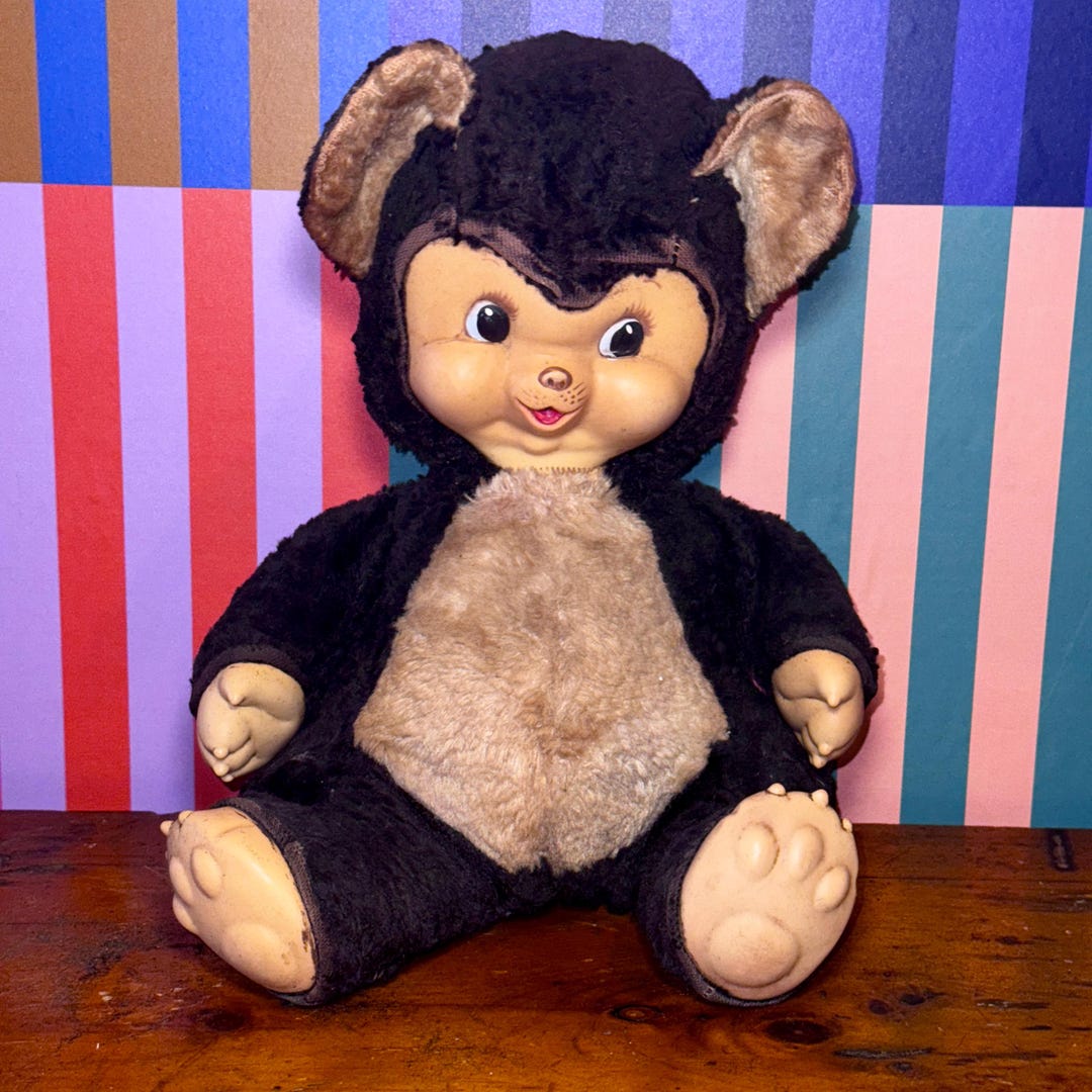 Vintage 1950s Rushton Chubby Tubby Bear – Rubber Face Plush