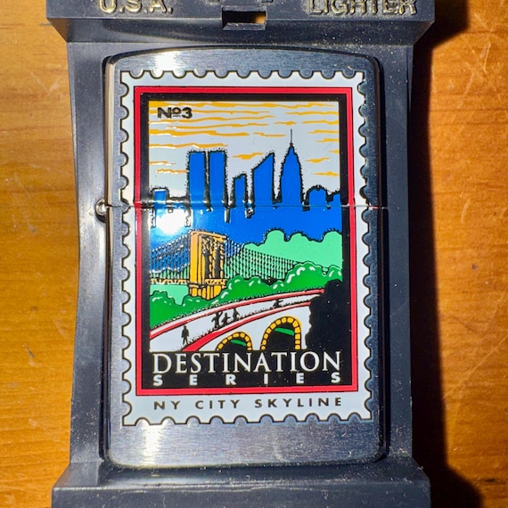 Vintage Zippo Lighter NYC Skyline Twin Towers | Destination Series
