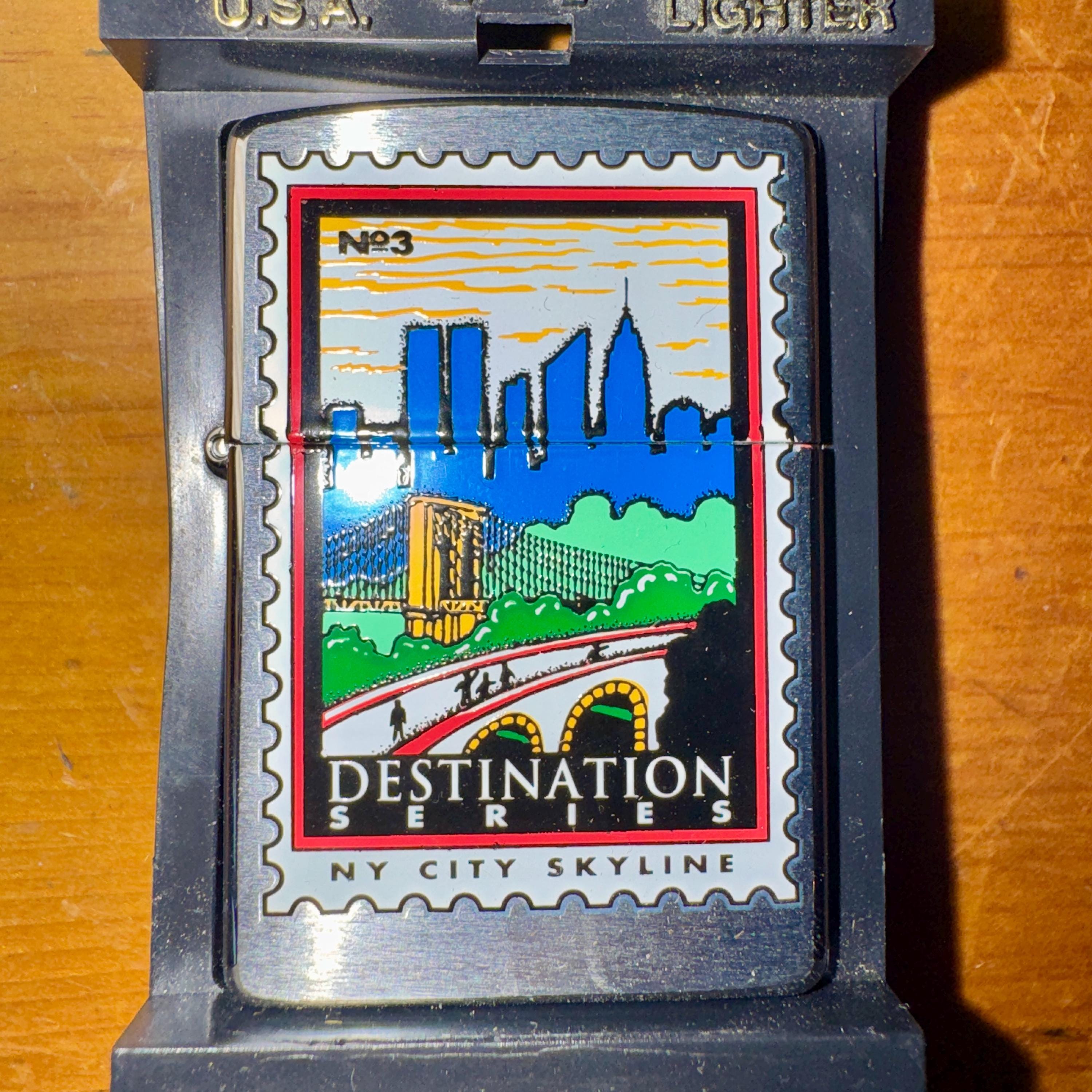 Vintage Zippo Lighter NYC Skyline Twin Towers | Destination Series