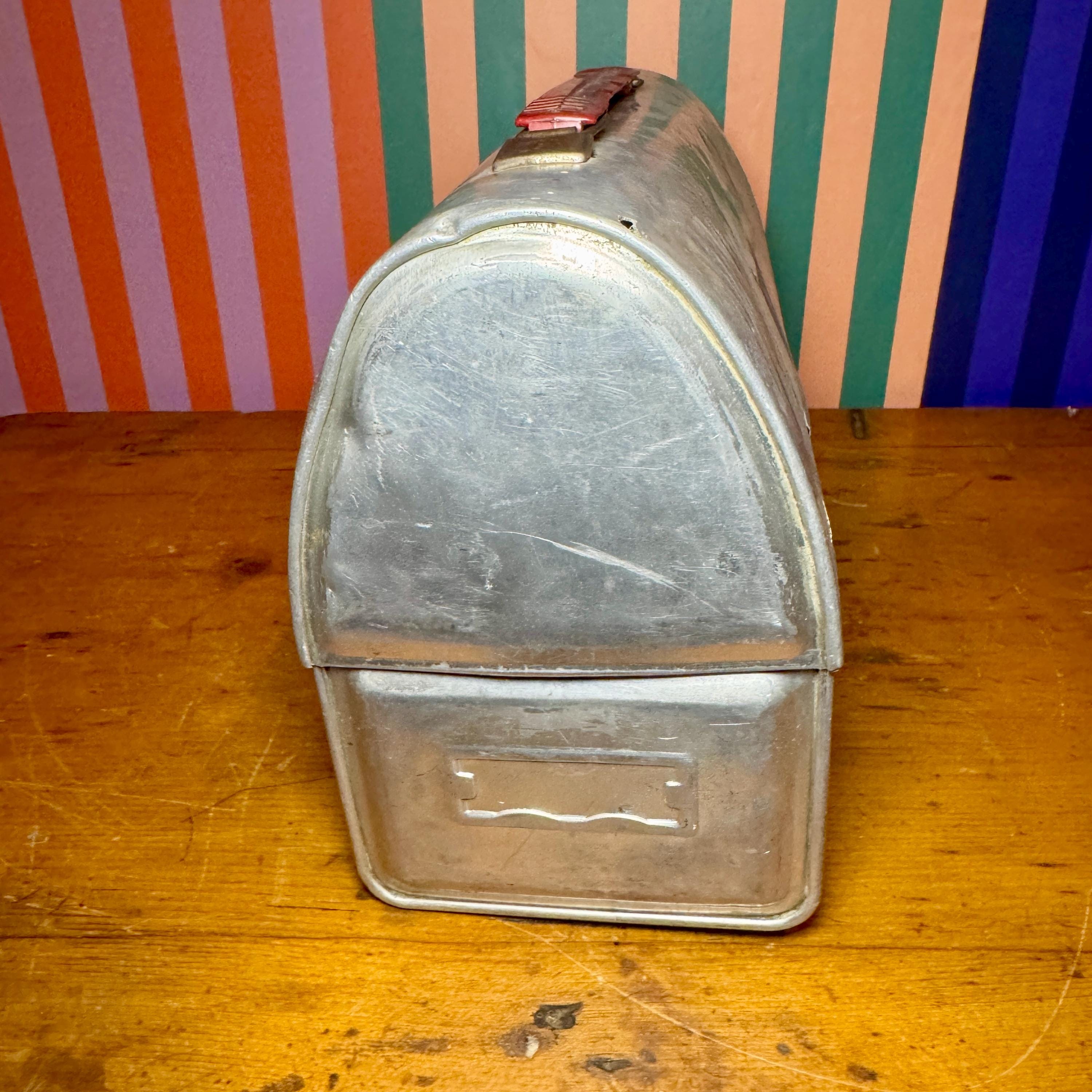 Vintage Aluminum Dome Lunch Box – V Victory Logo, 1950s Industrial