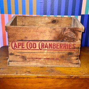 Antique Cape Cod Cranberries Wooden Crate with Original Label – 1920s Produce Box