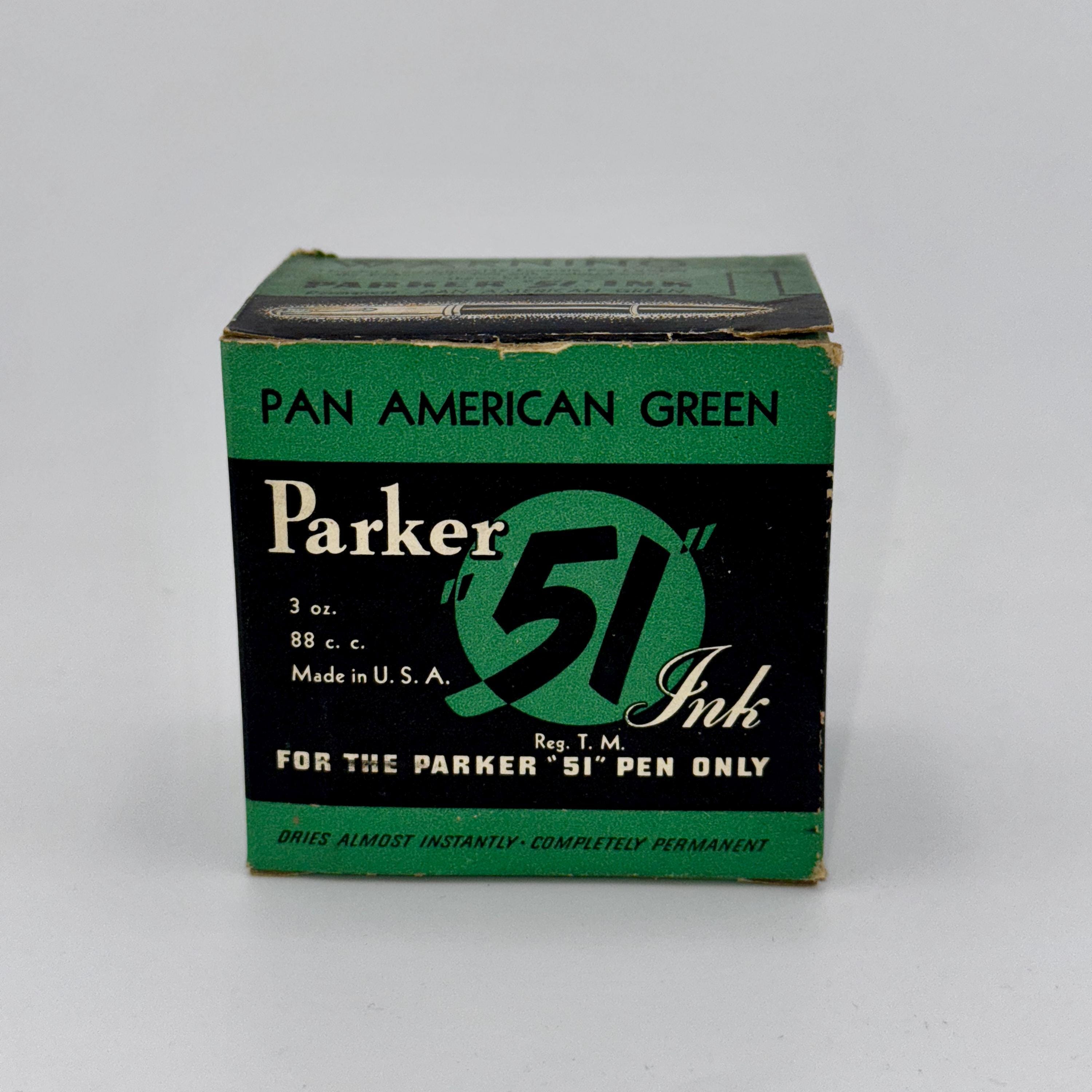Vintage Parker 51 Ink Bottle – Pan American Green, 1940s Display
