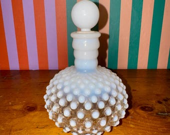 Fenton French Opalescent Hobnail Perfume Bottle – Mid-Century Art Glass Decanter