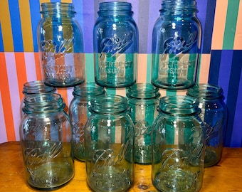 Vintage Aqua Blue Ball Mason Quart Jar | Farmhouse Canning Storage