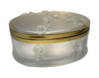 Rare 1925 Lalique Coppelia Dresser Box – Art Deco Frosted Crystal Rose Design