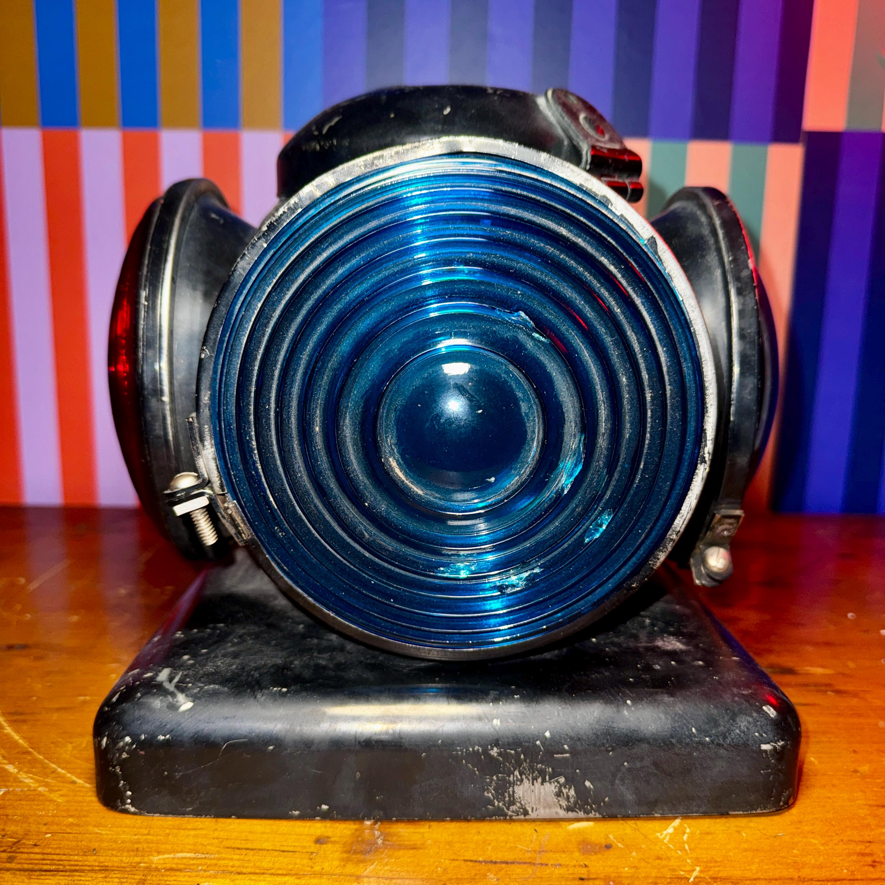 Vintage ADLAKE Railroad Signal Lantern – Quad Fresnel Lens Switch