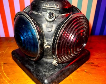 RED DOT受賞ランプ◇The New Old Light Small／青 Vintage ADLAKE Railroad Signal Lantern – Quad Fresnel Lens Switch