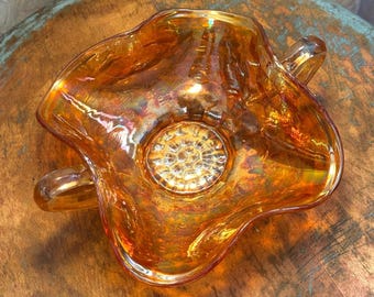 フェントン マリーゴールド カーニバル ガラス バタフライ ボンボン