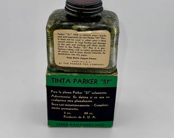 Vintage Parker 51 Ink Bottle – Pan American Green, 1940s Display