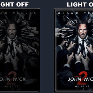 LED Light Up John Wick: Chapter 2 Movie Poster Backlit Film Display Theater Light Box Case Frame Sign Home Media Room