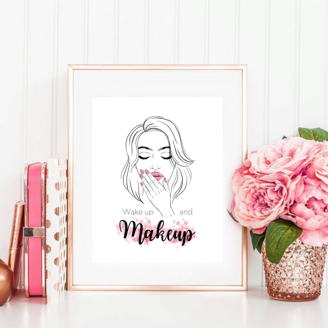 Wake up and Makeup Print Vanity Makeup Dresser Decor Makeup - Etsy