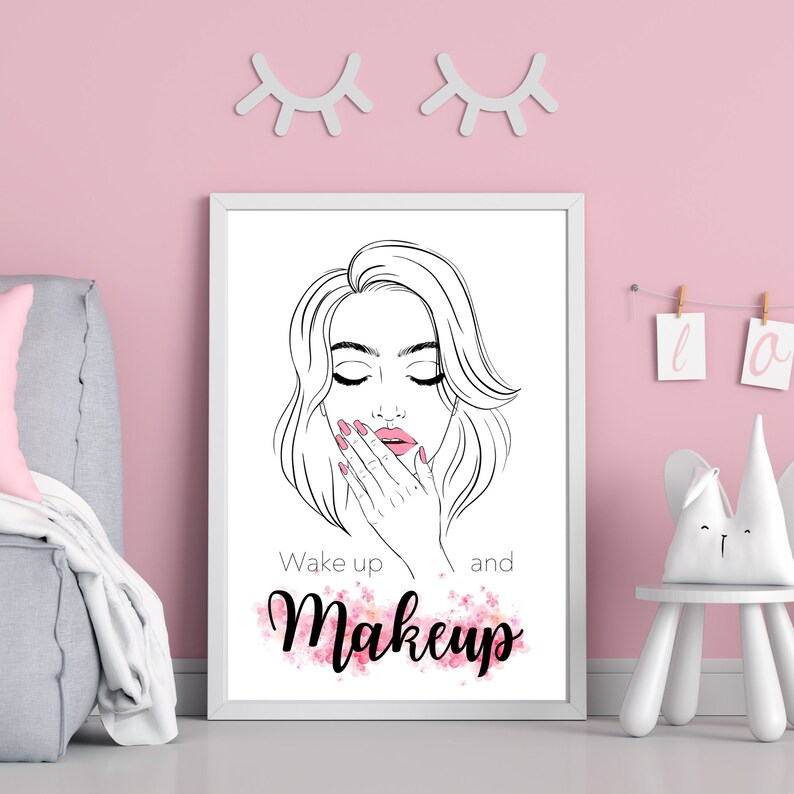 Wake up and Makeup Print Vanity Makeup Dresser Decor Makeup - Etsy
