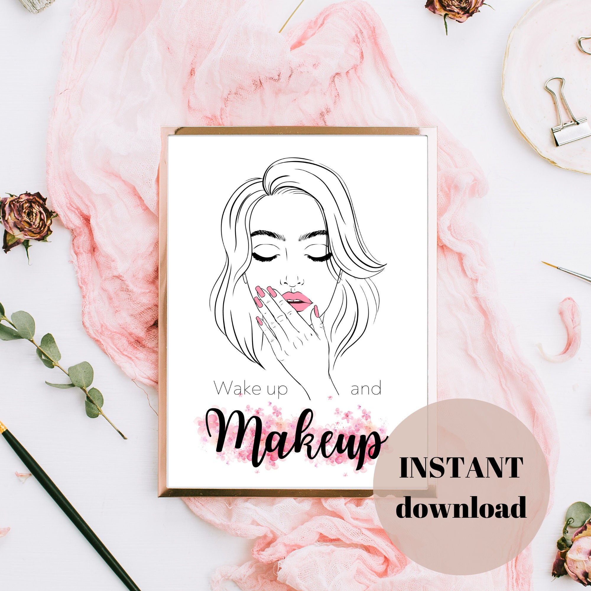 Wake up and Makeup Print Vanity Makeup Dresser Decor Makeup - Etsy