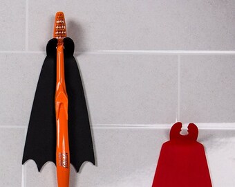 Superhero cape toothbrush holder, Super Hero, Geeky Home Decor, Geek Comic Fan Gift, Comic Book Bathroom accessories, Nerdy Unique gift