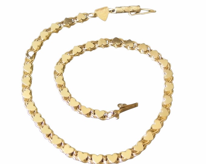 14k Gold Heart Tennis Bracelet Etsy