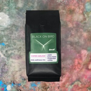 Super Delish - Decaf Coffee & Mushroom Wellness Mix Reishi Lion&#39;s Mane and Cordyceps 30 Day Supply