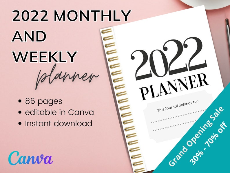 Printable Planner 2022 Printable Weekly Planner Printable Etsy