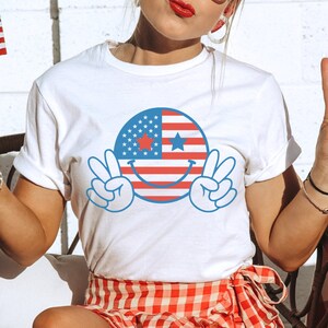 American Flag Smiley Face SVG PNG, Smiley Face svg, 4th of July Svg, American Svg, Fourth of July Svg, USA Shirt Svg, Patriotic, Cricut file