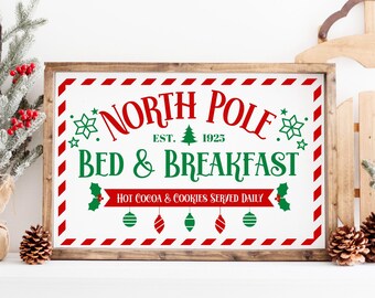 North Pole Bed and Breakfast SVG PNG, North Pole svg png, Christmas Pillow svg, Christmas svg, Cricut Christmas svg, Christmas Sign svg