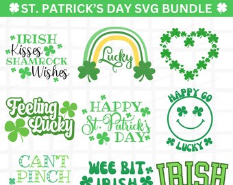 St. Patrick's Day svg Bundle, Happy Go Lucky svg, St Patricks Day svg, Shamrock Heart svg png, Lucky Rainbow svg, Lucky Shirt svg, Irish svg