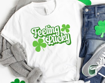 Feeling Lucky svg, Lucky shirt svg cut file, Retro svg, St. Patrick's Day svg, Shamrock svg, Irish svg, Cricut projects, Silhouette