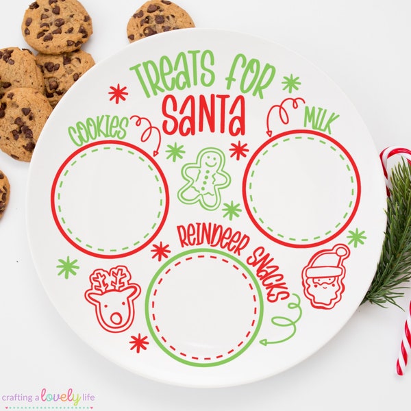 Santa Plate SVG, Cookies for Santa Tray SVG, Treats for Santa Plate svg, Santa svg, Christmas svg, Cricut projects, Silhouette, Cricut maker