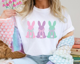 Conejito de Pascua SVG PNG, Conejito de Pascua lindo SVG, Camisa con lazos de Pascua SVG, Pascua para niños SVG, Conejito con lazos SVG, Archivo Cricut de Pascua
