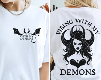 Vibing with my Demons SVG PNG Bundle, Demon png svg, Funny Halloween svg, Dark Humor svg, Sarcasm svg, Sarcastic svg, Sarcastic Sayings svg