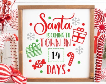 Santa Countdown svg, Christmas Countdown svg, Christmas svg, Silhouette, Cricut, Christmas Cricut Project, Christmas Sign svg, Santa svg