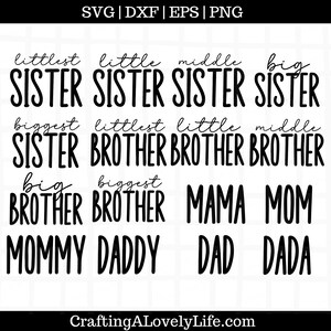 Grote zus SVG, Big Brother SVG, zusje SVG, Little Brother SVG, middelste, kleinste, grootste, babyaankondiging SVG, zus SVG afbeelding 2