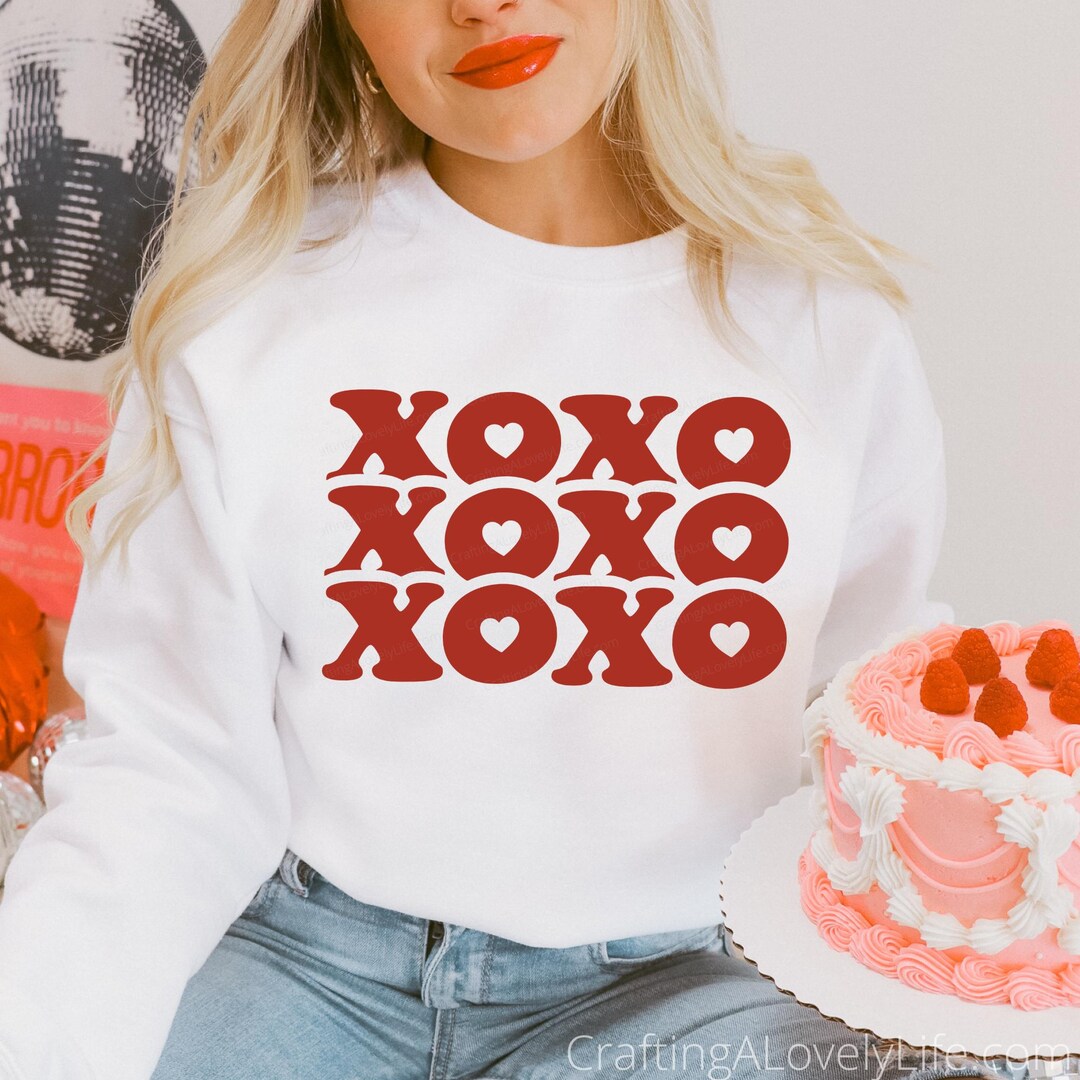 Retro XOXO SVG PNG, Stacked Xoxo Svg With Hearts, Vintage Valentine Cut ...