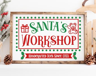 Santa's Workshop SVG PNG, Christmas Pillow svg, North Pole svg png, Christmas Gift Tags svg, Cricut Christmas svg, Christmas Sign svg