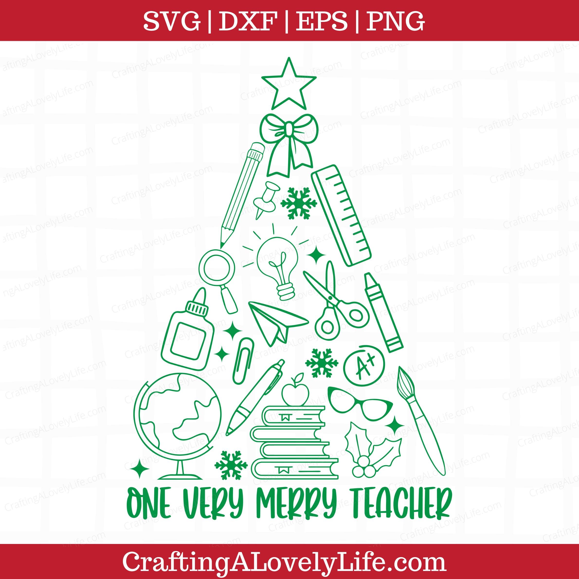 One Very Merry Teacher SVG PNG, Teacher Christmas Svg Png, Christmas ...