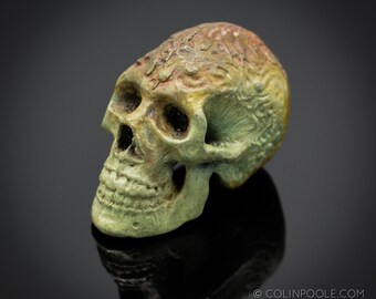 Human II Talisman Skull, Cast Solid Bronze Sculpture with Unique Patina