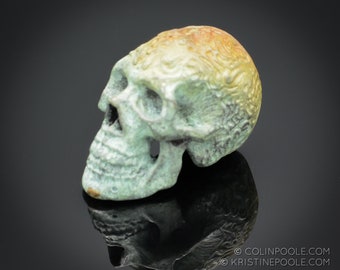 Human II Talisman Skull, Cast Solid Bronze Sculpture with Unique Patina