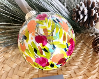 Handpainted Floral Christmas Ornament