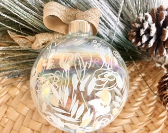 Handpainted Floral Christmas Ornament