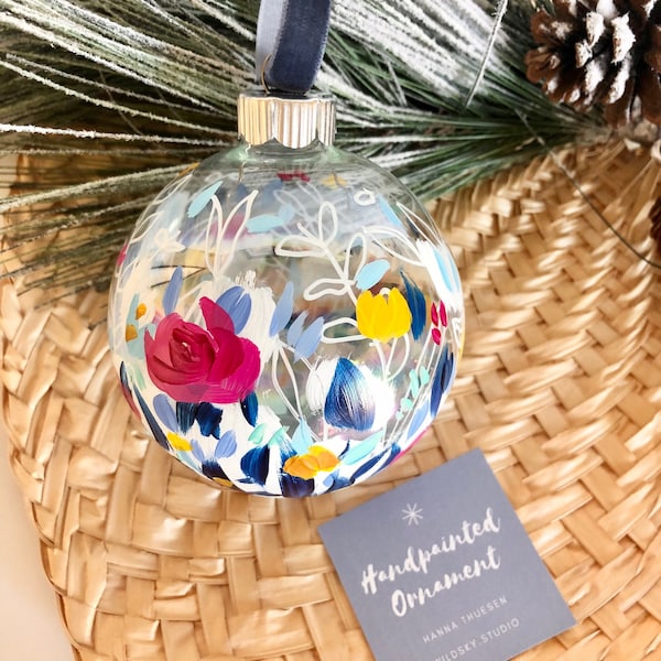 Handpainted Floral Christmas Ornament