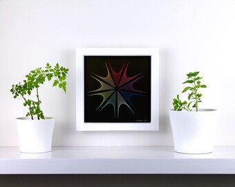 JOY - 9" Geometric String Art - Wall Hung Glass Frame - Torsion