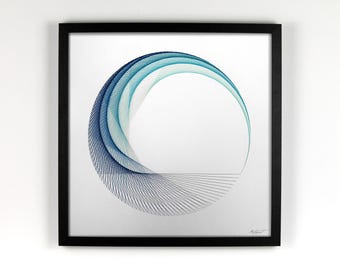 CALM - Arte geométrico de cuerdas de 43 cm - Marco de vidrio para colgar en la pared - Torsión