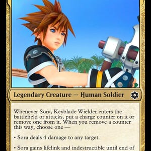 Magic the gathering, diseños de cartas proxy personalizadas kingdom hearts, mazo completo de commander ready tipo azul, blanco y rojo, imprimible en HD
