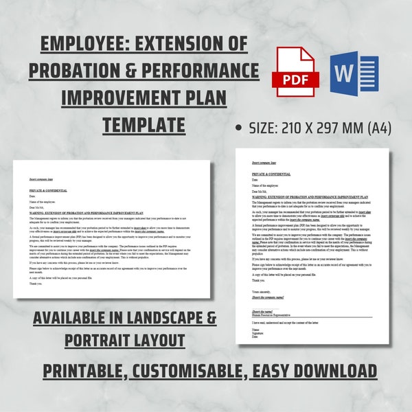 Probation Period Template Etsy