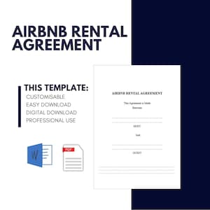 Airbnb Rental Agreement Template, Editable Document, Customizable, Short Term Rental