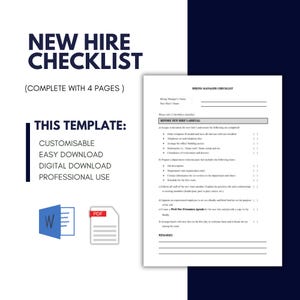 New Hire Checklist Template, Employee Onboarding Template, HR Template, New Hire Document, HR Document, Human Resources Forms