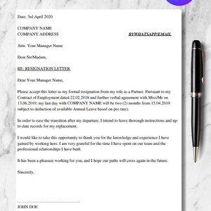 Resignation Letter Template, Modern Resignation Template, Creative and Professional Design, Instant Download