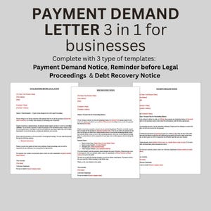 Aviso de Demanda de Pagamento, Lembrete Final antes de Processos Legais e Aviso de Recuperação de Dívida, Personalizável, Imprimível, Documento Word