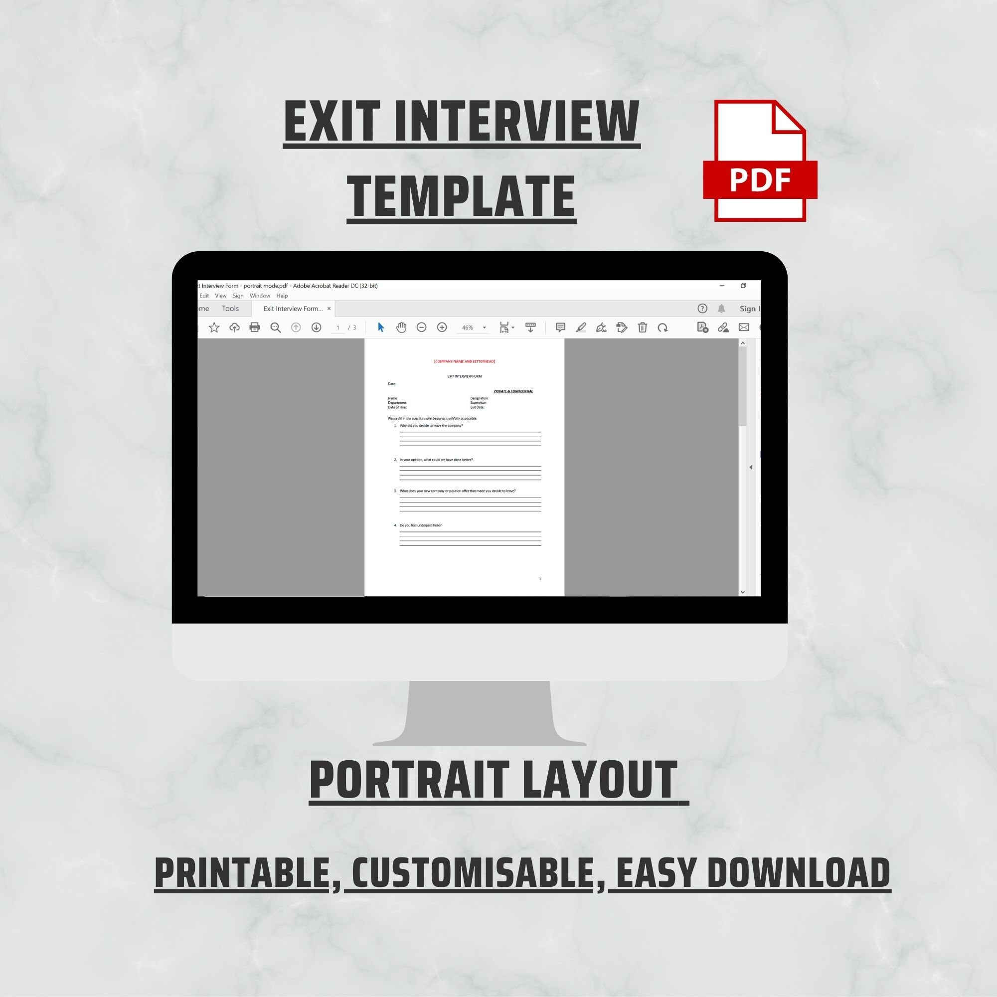 Exit Interview Template Word and PDF Template for Employer - Etsy