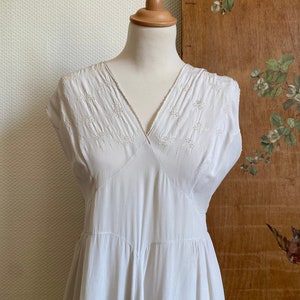 1930s gray dove silk embroidered flowers slip dress nightgown nuisette wedding bridal
